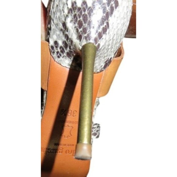 Pedro Garcia Mariel Python Embossed Vachetta Leather Pin Heels Sandals STUNNING! - Picture 9 of 16